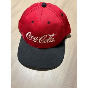 Vintage Coca-Cola Snapback Hat Red Black Two Tone Embroidered Logo Cap Mens OSFM